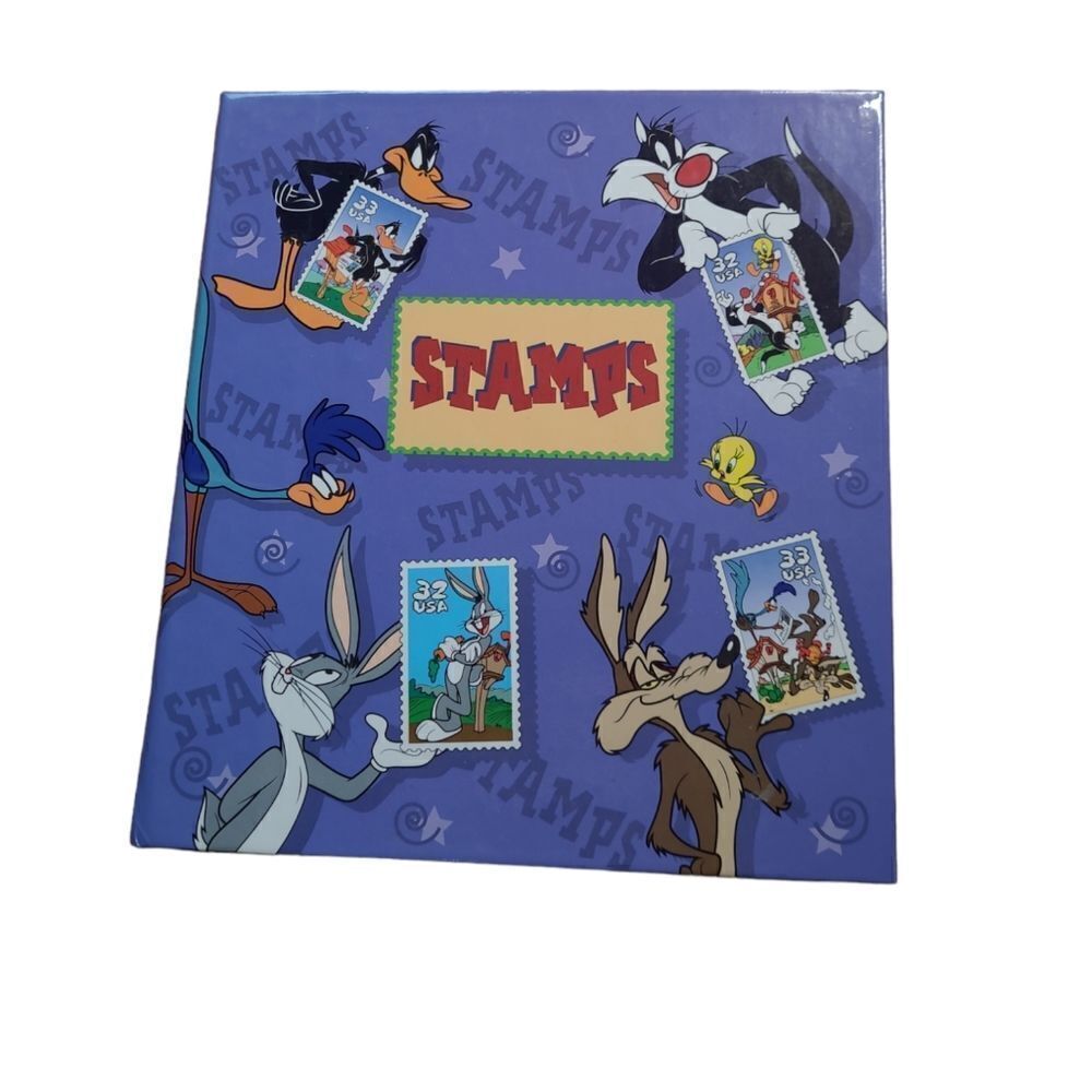 VINTAGE Y2K Looney Tunes USPS stamp collecting book‎ binder unused